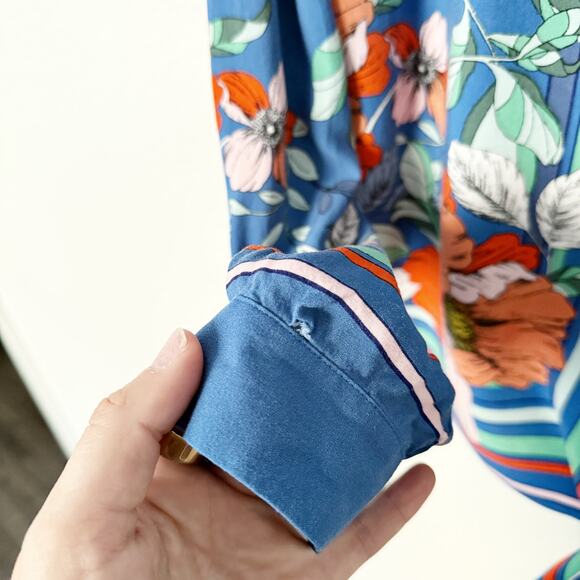 [Anthropologie] Maeve Elan Scarf Print Floral Button Down Tie Front Blouse Sz 10 - Picture 11 of 13